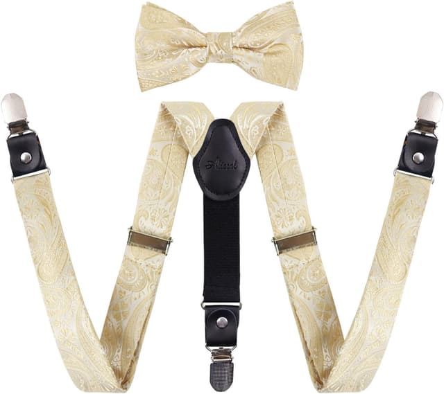 Thumbnail 6 de Alizeal Boys Adjustable Floral Paisley Pre-tied Bow Tie and Y Shape 3 Clips Braces Set