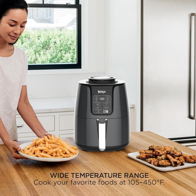 Detalle de Ninja Air Fryer AF101 (4 QT) – 4-in-1 Roast, Crisp, Reheat & Dehydrate, 105°F–400°F, Dishwasher-Safe Parts