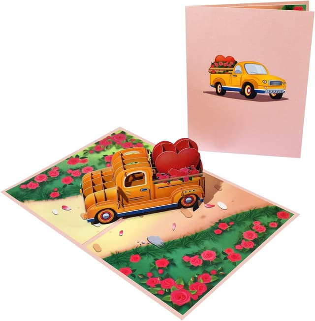 Thumbnail 2 de Auto montierte Herzen Pop Up Grußkarte mit leerer Notizkarte