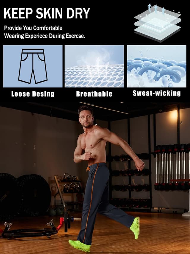 Detalle de MAGCOMSEN Mens Tracksuit Bottoms Lightweight Quick-Dry Joggers with Zip Pockets