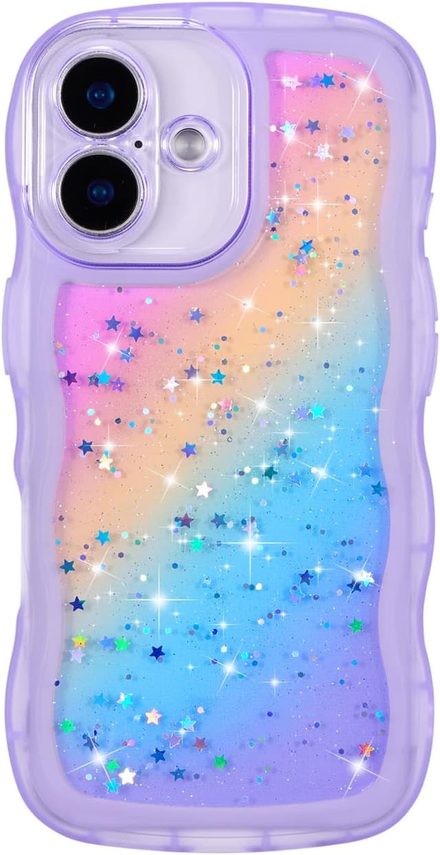 Thumbnail 6 de ZTOFERA Handyhülle für iPhone 16 Plus – weiche transparente TPU-Hülle mit Wellenrahmen und Sternen