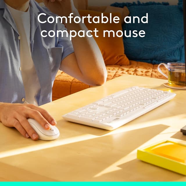 Detalle de Logitech MK295 Silent Wireless Mouse & Keyboard Combo (SilentTouch), Full Numpad, QWERTY UK – White