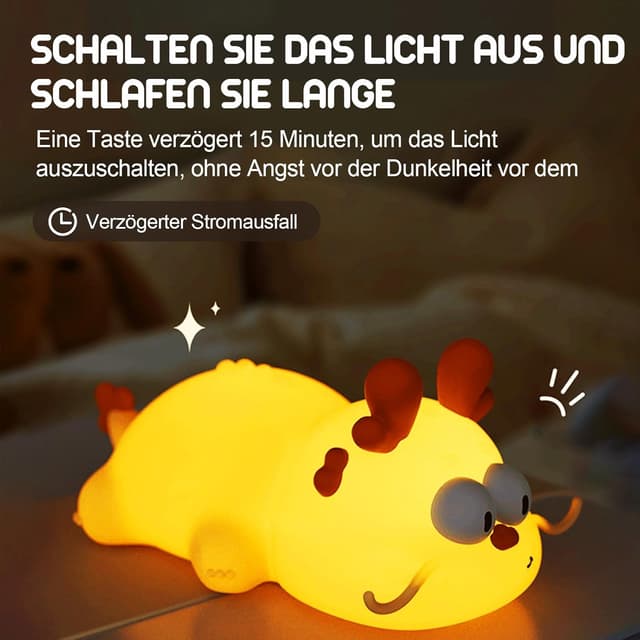 Detalle de Silikon Nachtlicht für Babys in Drach-Form – dimmbar, Touch-LED und Timer