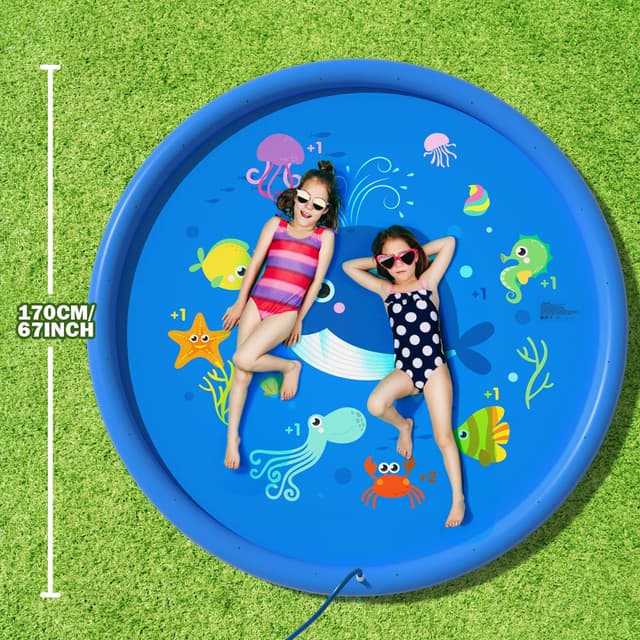 Thumbnail 6 de Peradix Splash Pad 170 cm – Sprinkler-Wasser-Spielmatte mit Anti-Rutsch für Sommer im Garten