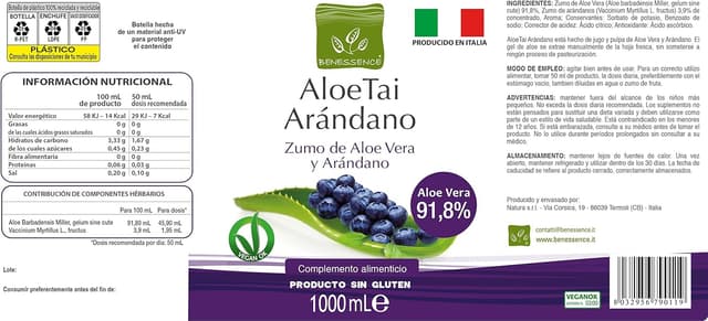 Thumbnail 6 de Benessence Jugo de Aloe Vera y Arándano 1L 🍹