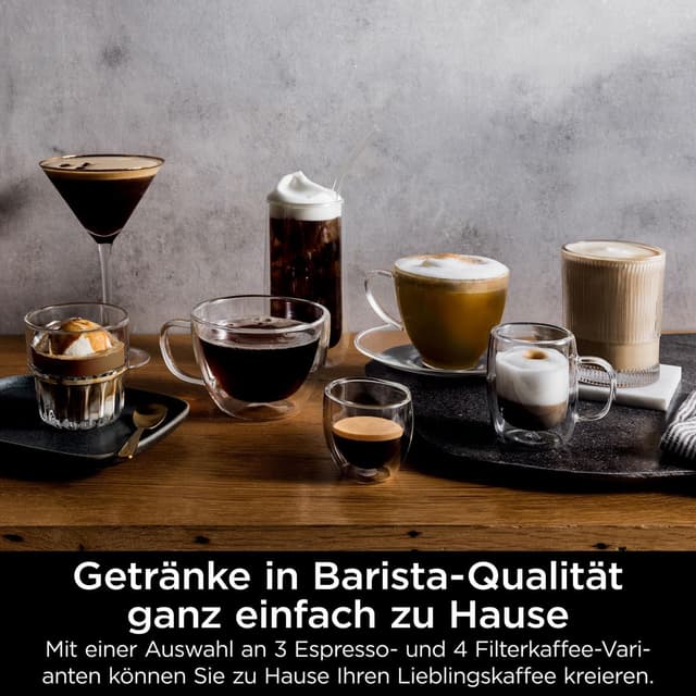 Detalle 2 de Ninja Luxe Premier 3-in-1 Kaffeemaschine mit Mahlwerk und Aufschäumer (ES601EU) – Latte, Cappuccino, Cold Brew & Espresso