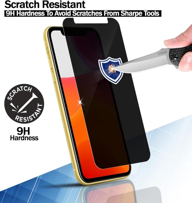 Detalle de RKINC Sichtschutz-Panzerglas (3 Stück) für iPhone 12 / 12 Pro 6,1 Zoll – kratzfest, splitterfrei, blasenfrei