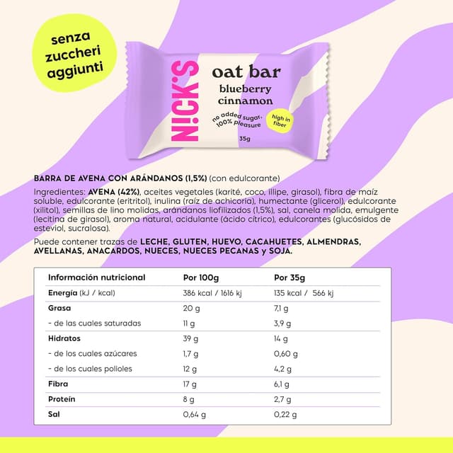 Thumbnail 1 de NICKS Barritas avena arándanos canela 12x35g