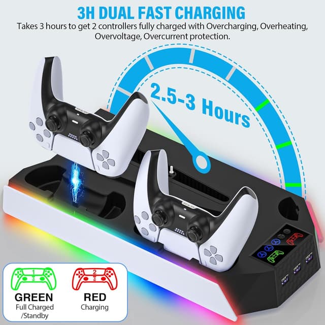 Detalle de ZRZLMVP PS5 cooling station stand RGB