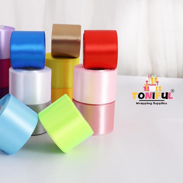 Detalle de TONIFUL Satinband Roségold 5 cm x 20 m – Geschenkband für große Schleifen und Deko