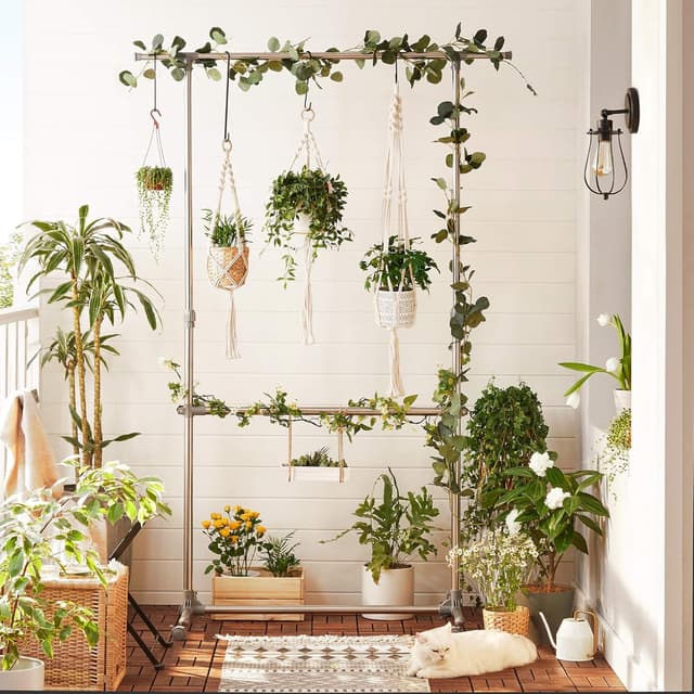 Detalle de SONGMICS Kleiderständer LLR401 mit Rollen, höhenverstellbar von 113 bis 198 cm