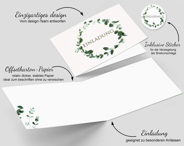 Thumbnail 1 de 15er Einladungskarten-Set 296 x 105 mm ✉