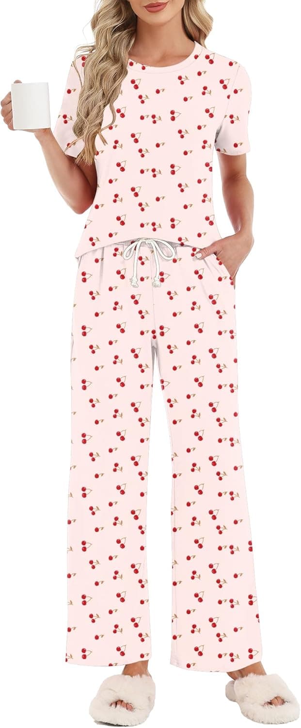 Detalle de Rapbin Damen Schlafanzug Lang als 2-teiliges Pyjama-Set mit Taschen