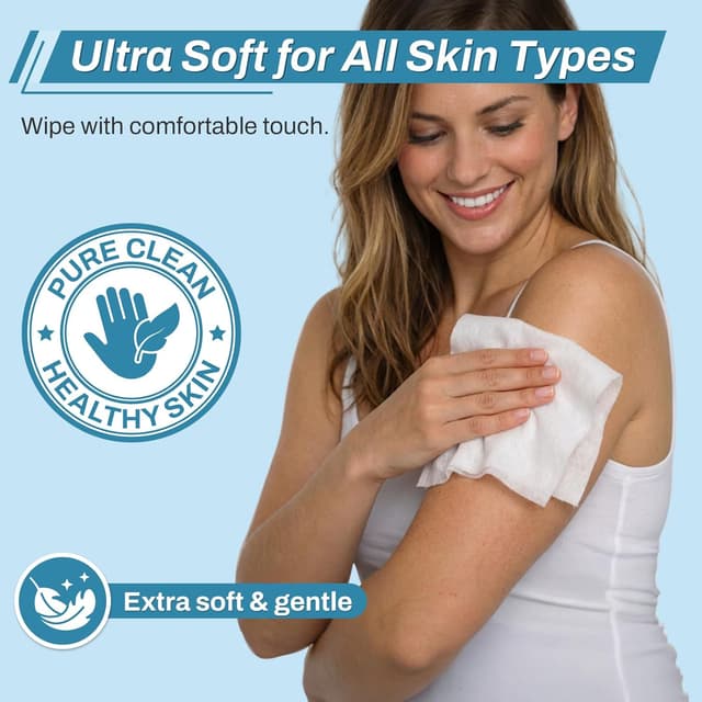 Thumbnail 2 de Vitamin E Aloe 8"x12" Adult Bath Wipes 720 🧻