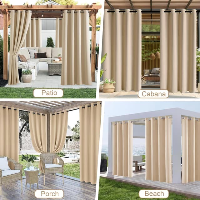 Thumbnail 6 de Rideaux d’extérieur UFYTT imperméables (lot de 2) 132x215 cm beige, à œillets