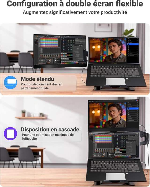 Thumbnail 4 de Ingnok tragbarer Monitor 15,6 Zoll (FHD, IPS) mit Ständer – Zweitbildschirm per USB‑C & HDMI