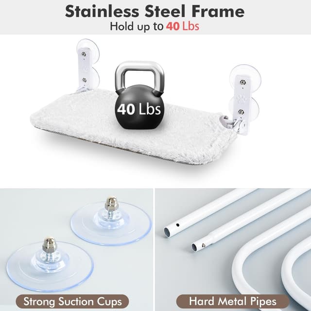 Thumbnail 5 de AMOSIJOY Cordless Cat Window Perch 30 lbs 🐱