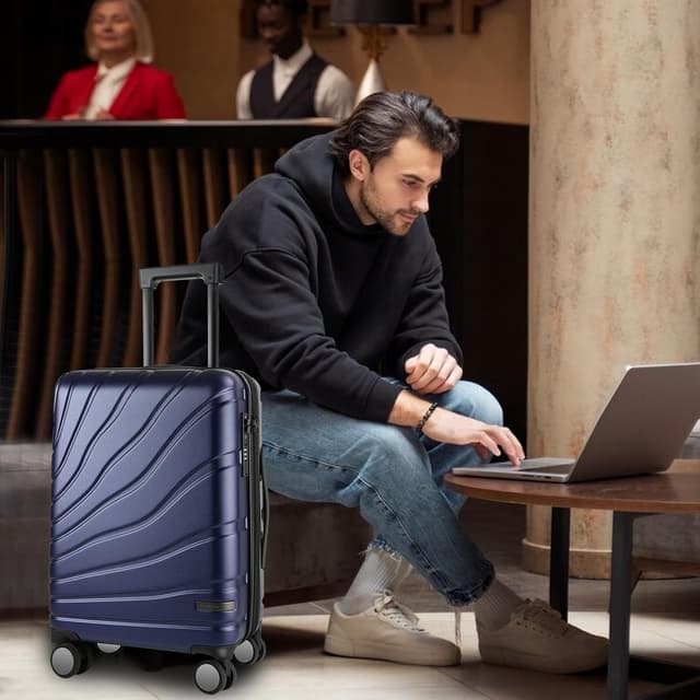 Detalle de VANKEAN 20 inch Rolling Laptop Bag with Wheels (Navy) – Waterproof trolley travel case