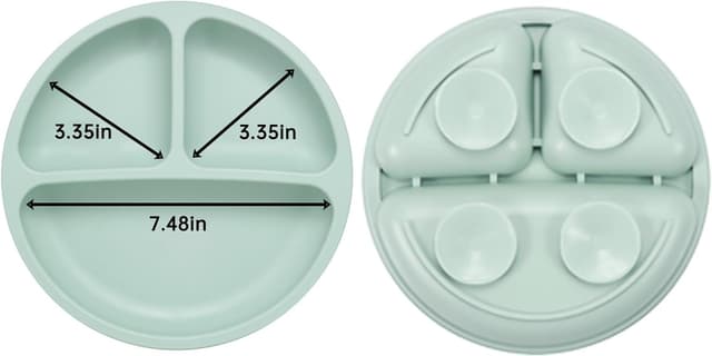 Detalle de PandaEar 2er unterteilte Kinderteller mit Saugteller und 2 Babylöffeln & 2 Gabeln aus BPA-freiem Silikon