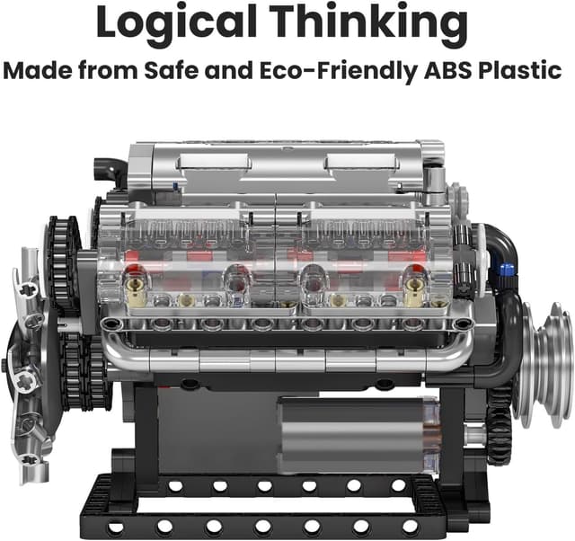 Detalle de Mould King 10088 Technik V8 Motor Bausatz (535 Teile) mit Sound-Engine-Modul