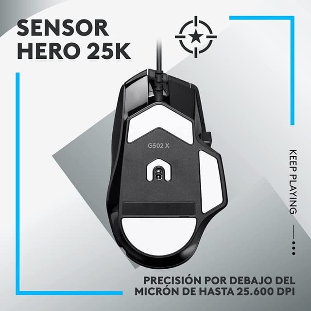 Detalle de Logitech G G502 X Ratón gaming 25.600 DPI