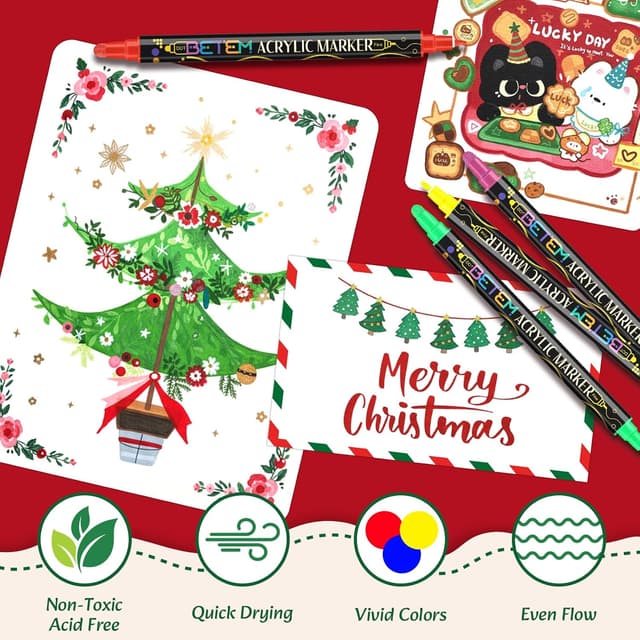 Detalle 2 de Betem Acrylic Paint Markers Pens (Dual Tip) – 120 dual-tip colours for wood, fabric, canvas and more