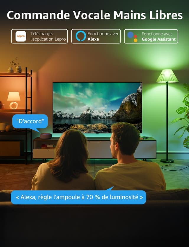 Thumbnail 6 de Lepro B3 IA ampoule connectée WiFi E27 (LightGPM) : couleurs DIY, contrôle vocal Alexa et synchronisation musicale