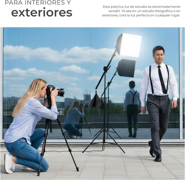 Detalle 2 de tectake Kit iluminación estudio 2 focos