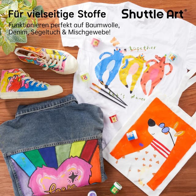 Detalle de Shuttle Art Textilfarben 18 Farben Set 🎨