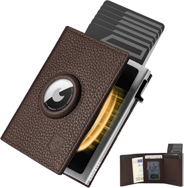 Detalle de DODENSHA MagSnap Pebble Airtag Wallet Herren – Kartenetui mit Münzfach, RFID-Schutz und AirTag-Fach
