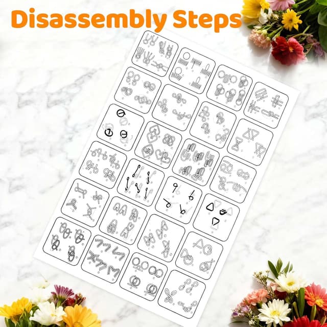 Detalle 2 de Set de casse-têtes en métal 24 pièces (puzzles métalliques IQ) pour adultes et enfants