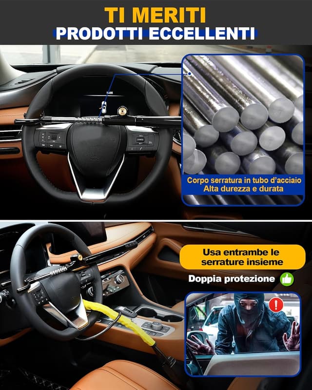 Thumbnail 3 de Tevlaphee Blocco Volante Serratura Sicurezza