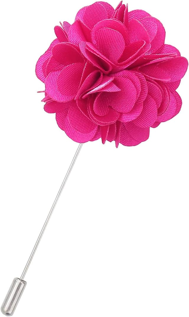 Thumbnail 3 de DQT Men Satin Floral Lapel Pin Boutonniere for Wedding Suit