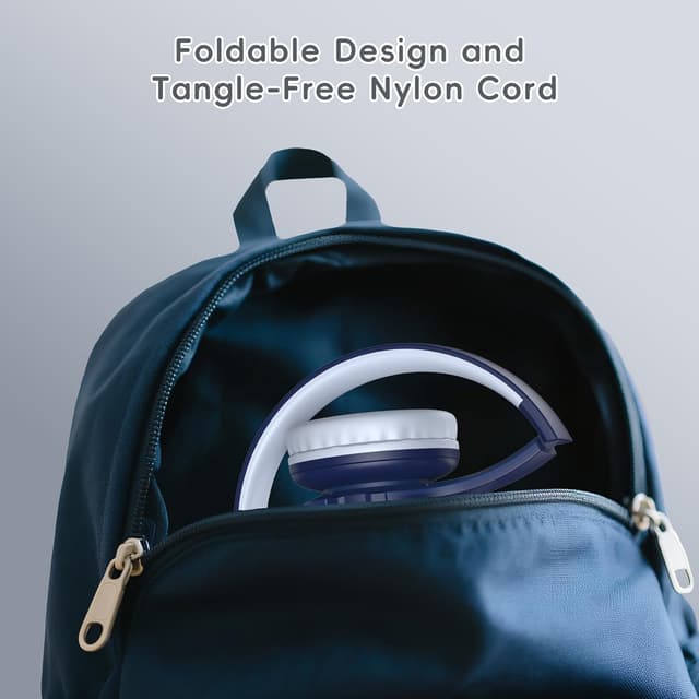 Detalle 2 de Candy Bila Bluetooth Kinderkopfhörer „Marineblau“ mit LED, HD-Mikrofon und 85h Spielzeit