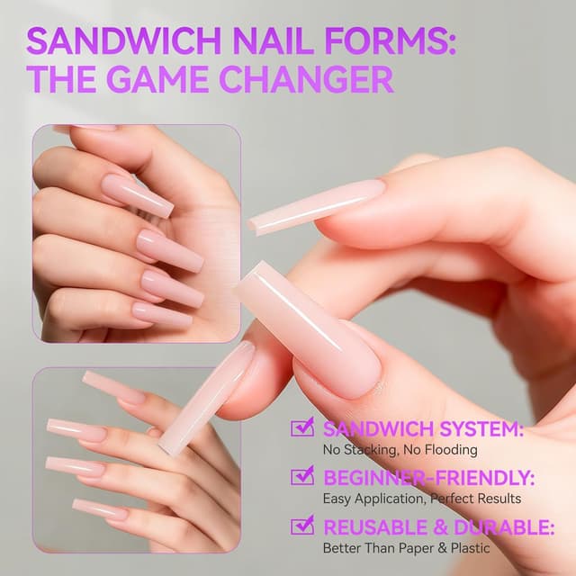 Thumbnail 6 de gelike ec Professional Dual Nail Forms für Builder-Gel – 240 Sandwich-Nagelformen in 15 Größen (Ballerina)