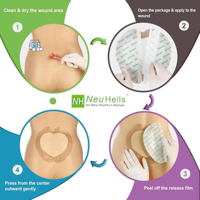 Detalle 2 de NeuHeils Sacrum Silicone Foam Dressing (7''x7''), Gentle Border, 5-Pack — for sacral pressure ulcers