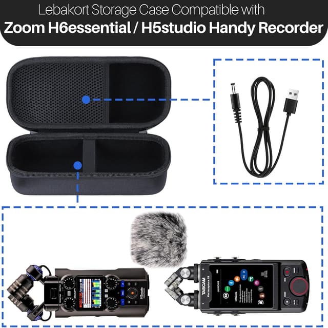 Detalle de Lebakort Hart Schutz Hülle/Etui Tasche für Zoom H5studio und Zoom H6essential Handy Recorder