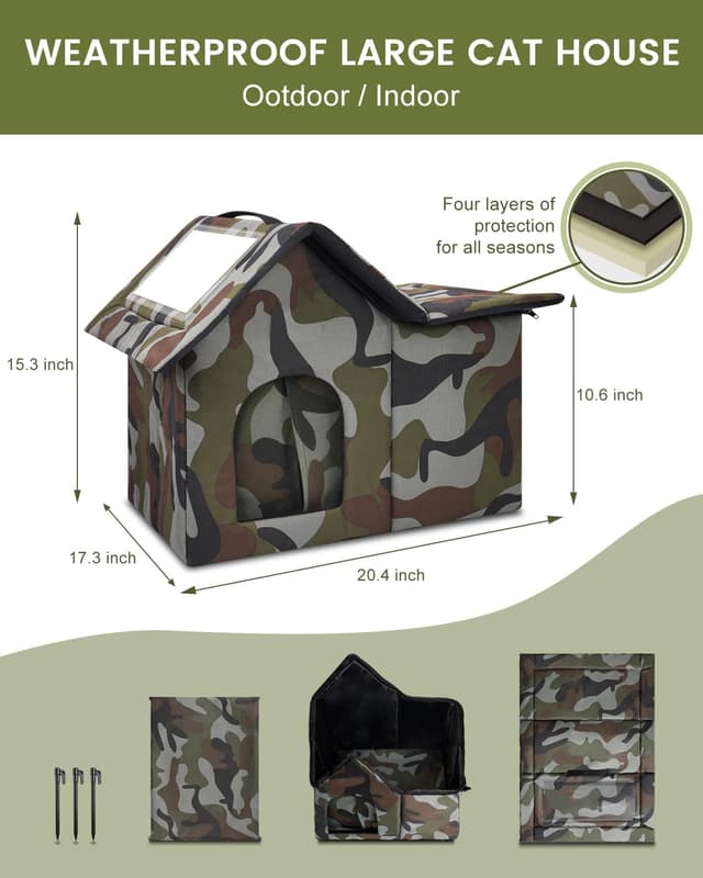 Thumbnail 1 de WHDPETS Katzenhaus Outdoor Katzenhöhle