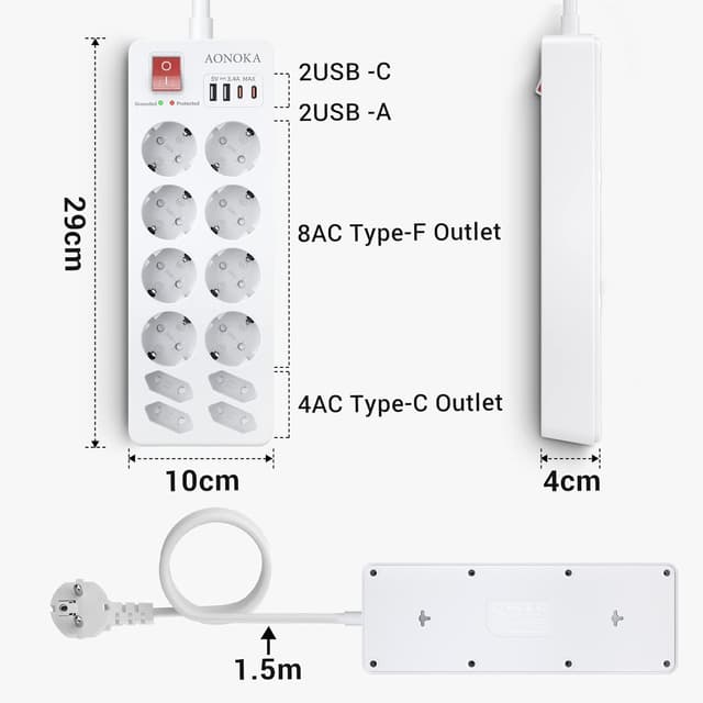 Thumbnail 6 de Ciabatta multipresa con USB C 12 posti