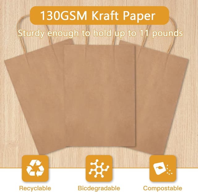 Detalle 2 de HAUSPROFI kraft paper bags 130gsm 27x21x11cm