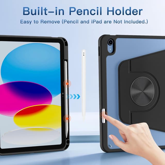 Detalle de drivego 360 Rotating Case for iPad (A16) 11th Generation & iPad 10th Gen 10.9in (Magnetic Detachable Cover, Pencil Holder)