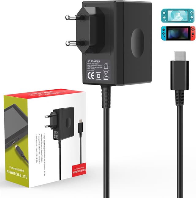 Detalle de Chargeur secteur YCCSKY 45W pour Nintendo Switch (TV / portable) avec câble USB‑C 1,5 m