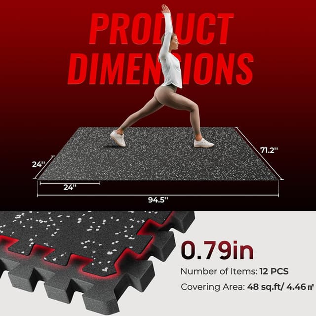 Thumbnail 5 de SUPERJARE Exercise Mats, 48 Sq Ft ⚙