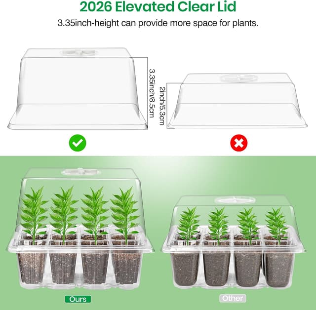Thumbnail 3 de Bonviee 5 Pack Seed Starter Tray with Grow Light