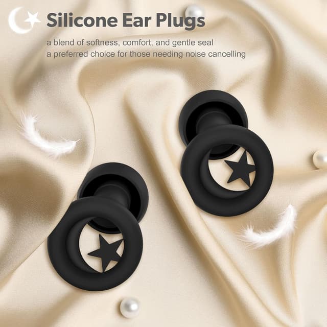 Detalle de Generic Noise Cancelling Ear Plugs for Sleep, Work, Study & Travel (NRR 25–33dB) – Soft Reusable Silicone Earplugs, Black