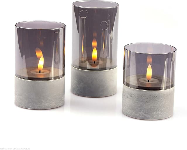 Thumbnail 6 de Hellum candele LED con timer grigio, set da 3 (10/12,5/15 x 8 cm, HxØ) 151992
