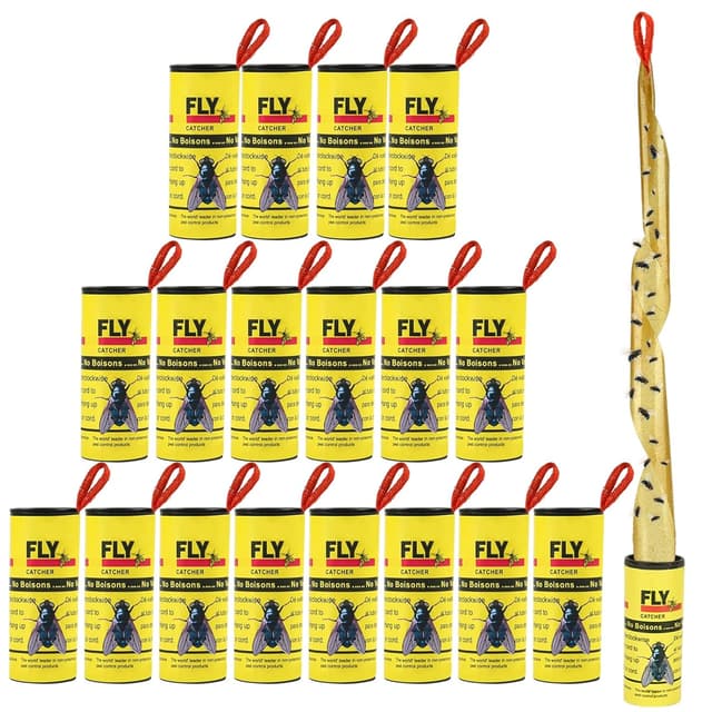 Detalle de 18PCS Fly Paper Strips (TRIITECH) Sticky Fly Ribbon Traps for Indoor & Outdoor