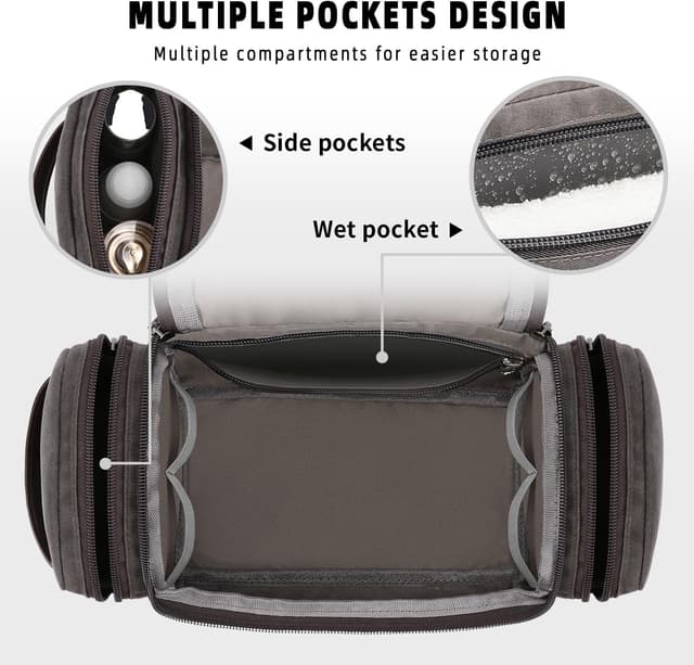 Detalle 1 de ZOMFELT Travel Toiletry Bag for Men, Waxed Canvas Dopp Kit