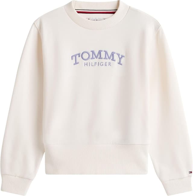 Detalle de Tommy Hilfiger High Rib Hem Crew Neck KG0KG08989 felpa pullover per bambine e ragazze