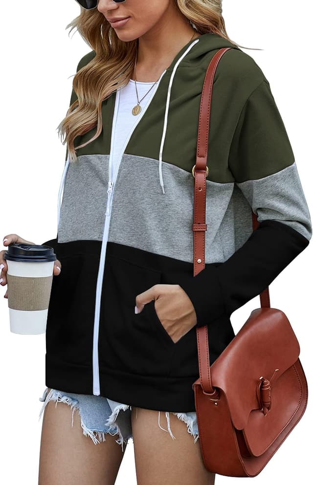 Thumbnail 6 de iChunhua women’s zip-up long-sleeve hooded hoodie sweatshirt with pockets